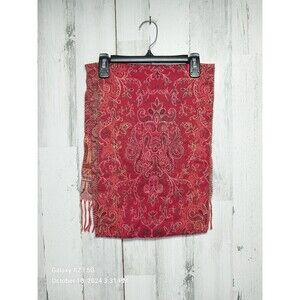 Preston & York Autumn Red Orange Scarf Made In Germany Acrylic 62x11.5 Inches